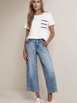 Street One Damen Jeans in light stone - Länge: verkürzt