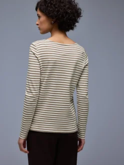 Street One Damen Langarmshirt in schlamm weiß