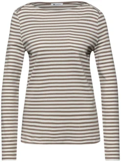 Street One Damen Langarmshirt in schlamm weiß