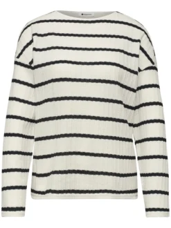 Street One Damen Langarmshirt in ecru marine