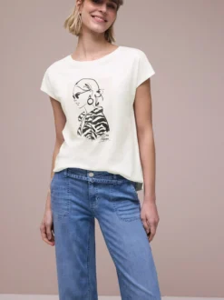 Street One Damen T-Shirt in weiß - Ausschnitt: Rundhals