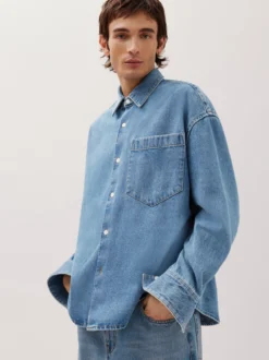 Studio Seidensticker Herren Fashion-Hemd - Oversized Fit in blau denim