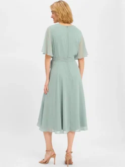 Swing Damen Abendkleid in lind - Ausschnitt: Cache-Coeur