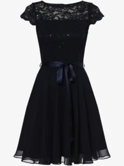 Swing Damen Abendkleid in marine - Ausschnitt: Rundhals