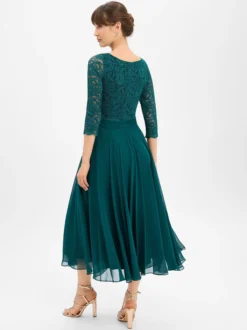 Swing Damen Abendkleid in tanne - Ausschnitt: U-Boot