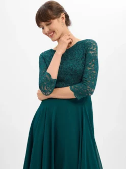 Swing Damen Abendkleid in tanne - Ausschnitt: U-Boot