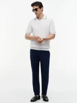 Tommy Hilfiger Tailored Herren Strickpoloshirt in weiß