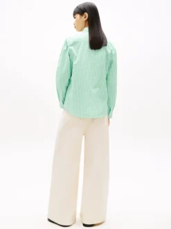 Tommy Jeans Damen Bluse in mint weiß - Ärmel: langarm