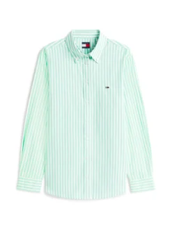 Tommy Jeans Damen Bluse in mint weiß - Ärmel: langarm
