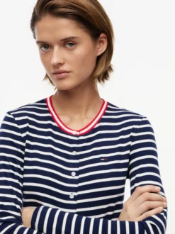 Tommy Jeans Damen Langarmshirt in marine weiß