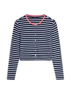Tommy Jeans Damen Langarmshirt in marine weiß