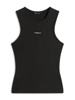 Tommy Jeans Damen Top in schwarz - Ausschnitt: Rundhals