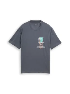 Tom Tailor Denim Herren T-Shirt in anthrazit mehrfarbig