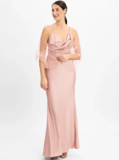Unique Damen Abendkleid mit Stola in altrosa