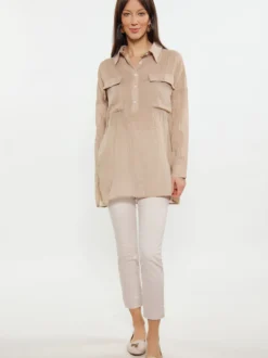 Usha Damen Bluse in beige - Ausschnitt: ohne Kragen