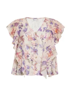 Usha Damen Bluse in beige - Ausschnitt: V-Ausschnitt