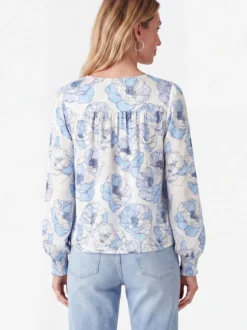 Usha Damen Bluse in blau weiß