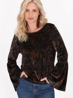Usha Damen Bluse in purple - Ausschnitt: Rundhals