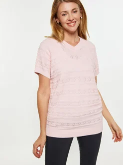 Usha Damen Hemd in rosa - Ausschnitt: Rundhals