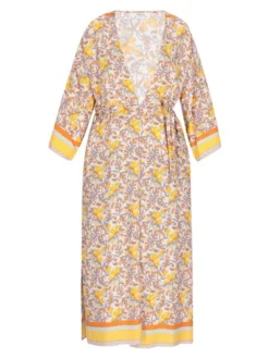 Usha Damen Kimono in gelb - Länge: mittel