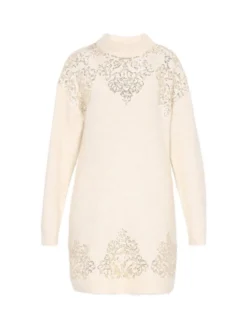 Usha Damen Kleid in beige - Ausschnitt: Rundhals