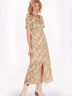 Usha Damen Kleid in beige - Länge: mittel