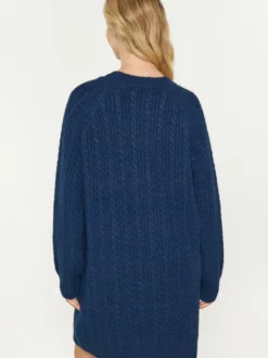 Usha Damen Kleid in blau - Ausschnitt: Rundhals