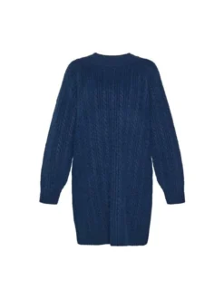 Usha Damen Kleid in blau - Ausschnitt: Rundhals