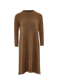 Usha Damen Kleid in braun - Ausschnitt: Rundhals