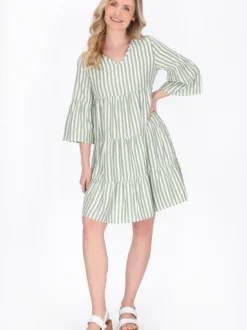 Usha Damen Kleid in mint - Länge: mittel