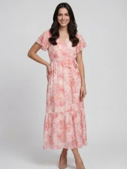 Usha Damen Kleid in rosa - Länge: mittel