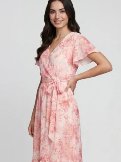 Usha Damen Kleid in rosa - Länge: mittel