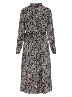 Usha Damen Kleid in schwarz beige - Länge: mittel