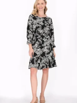 Usha Damen Kleid in schwarz - Länge: mittel