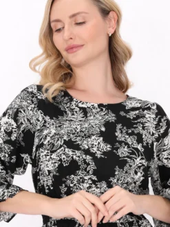 Usha Damen Kleid in schwarz - Länge: mittel