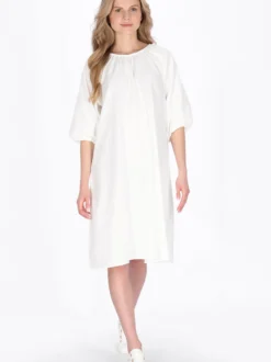 Usha Damen Kleid in weiß - Ausschnitt: Rundhals