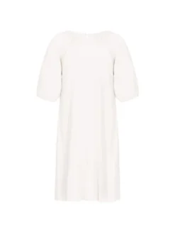 Usha Damen Kleid in weiß - Ausschnitt: Rundhals