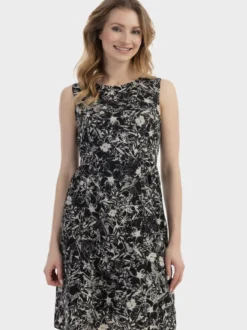 Usha Damen Midikleid mit Retro-Print in schwarz