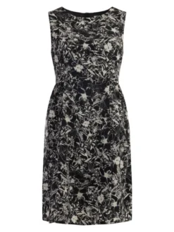Usha Damen Midikleid mit Retro-Print in schwarz