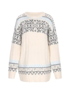 Usha Damen Pullover in beige - Ausschnitt: Rundhals