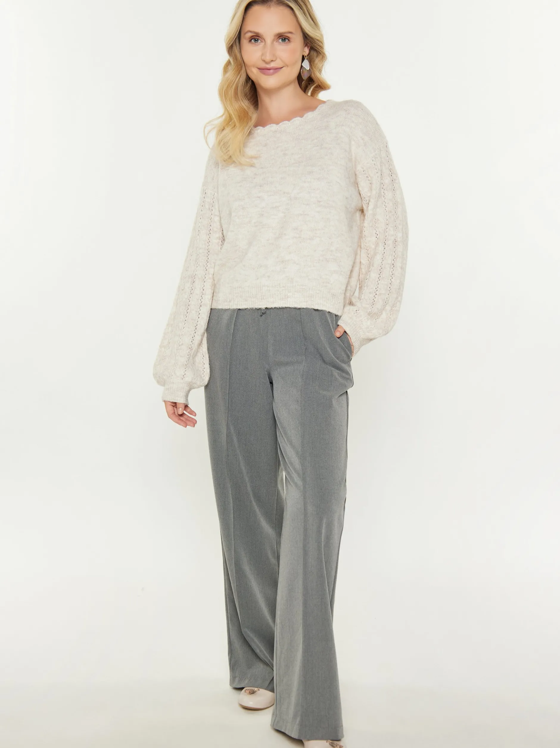 Usha Damen Pullover in beige - Ausschnitt: Rundhals