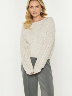 Usha Damen Pullover in beige - Ausschnitt: Rundhals