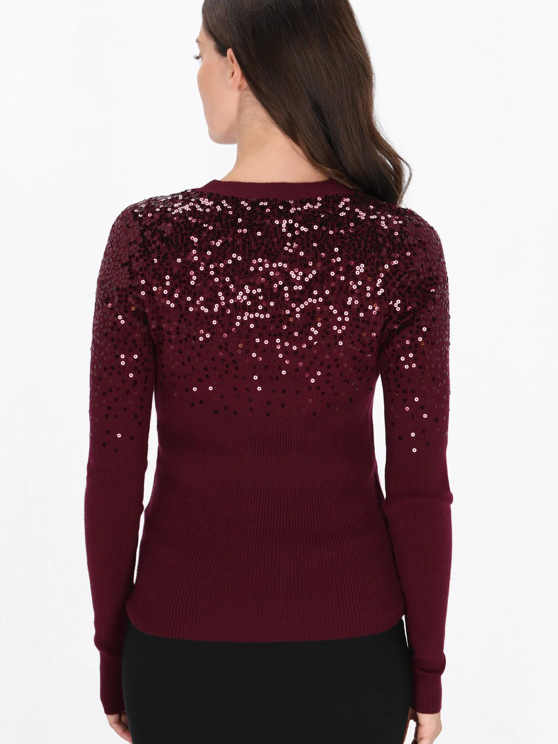 Usha Damen Pullover in bordeaux - Ausschnitt: Rundhals