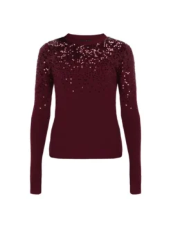Usha Damen Pullover in bordeaux - Ausschnitt: Rundhals