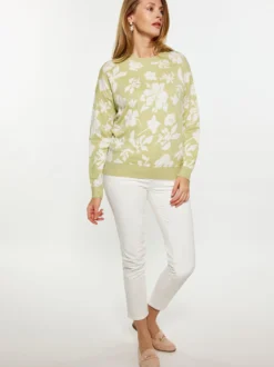 Usha Damen Pullover in grün - Ausschnitt: Rundhals