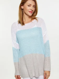 Usha Damen Pullover in hellblau - Ausschnitt: U-Boot