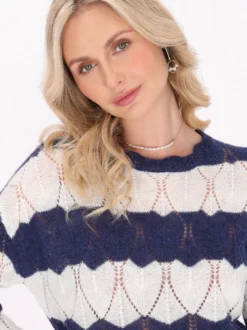 Usha Damen Pullover in marine - Ausschnitt: Rundhals