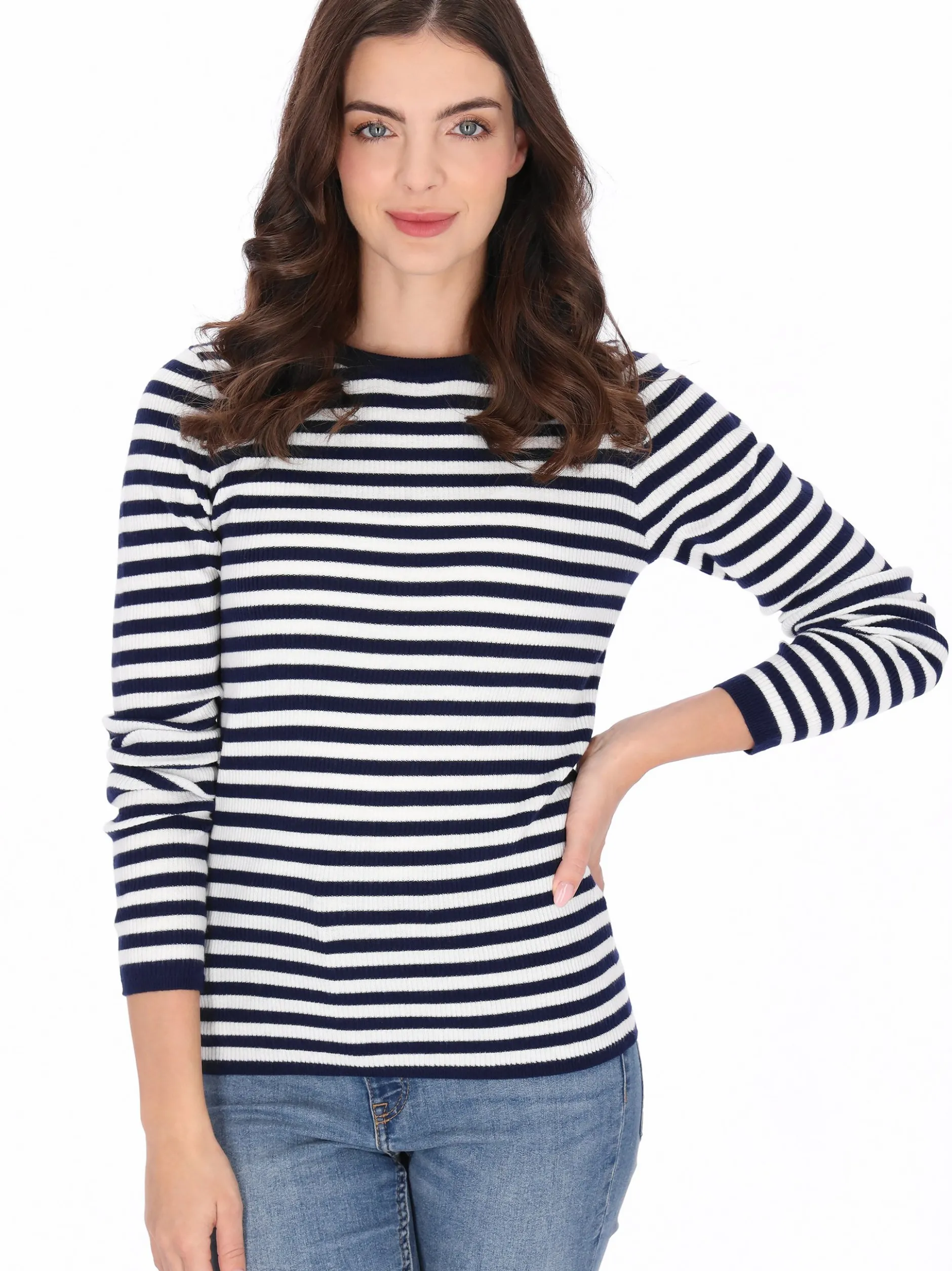 Usha Damen Pullover in marine - Ausschnitt: Rundhals