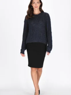 Usha Damen Pullover in marine - Ausschnitt: Rundhals