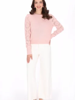 Usha Damen Pullover in rosa - Ausschnitt: Rundhals